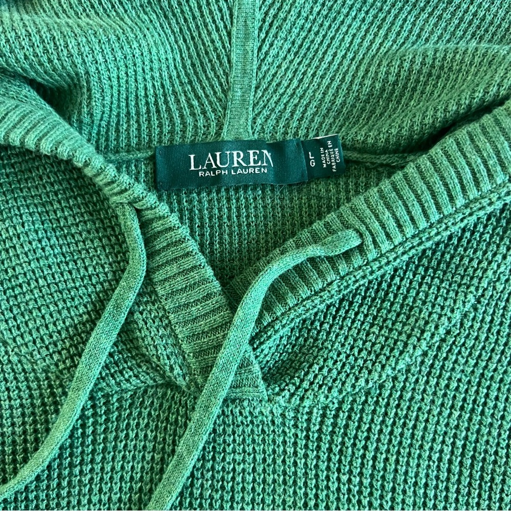Lauren Ralph Lauren Green Women's Waffle-knit Hooded Sweater L